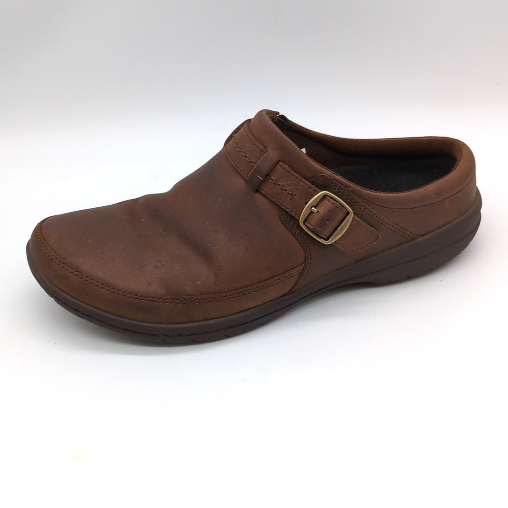Merrell Shoes Womens Encore Brown 8 Leather Mule Clogs Buckle Slip On Comfort